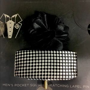 Flower Lapel Pin & Handkerchief Set